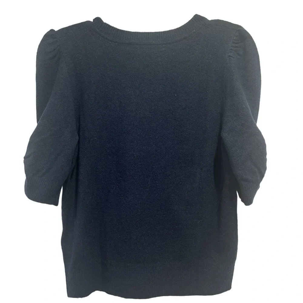 NWT WHBM Navy Blue Ruched Sleeve Sweater Top- Large - Picture 2 of 5